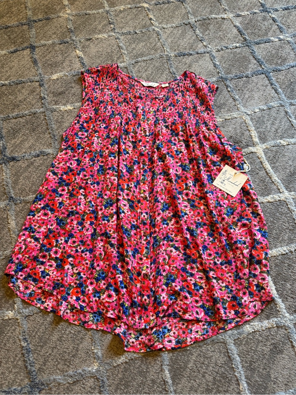 Sleeveless Floral Blouse - Pink Multi